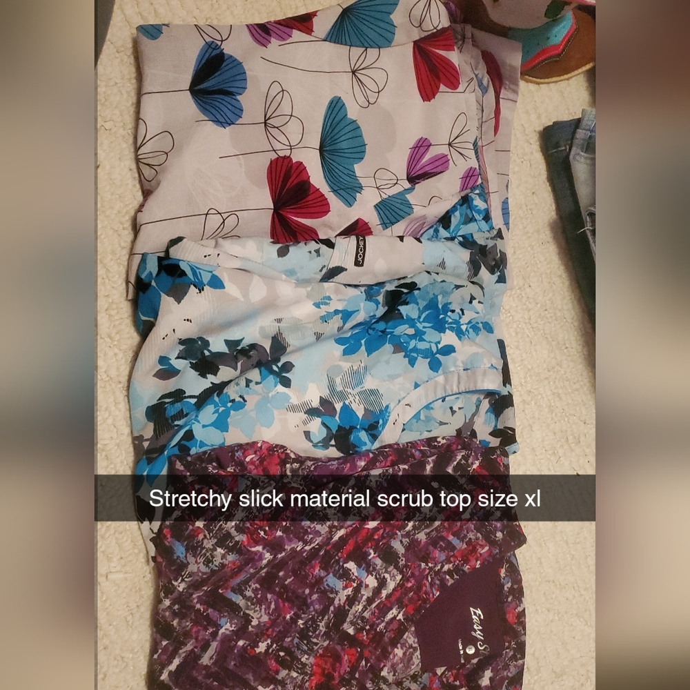 Colorful Floral and Abstract Scrub Tops - Size XL